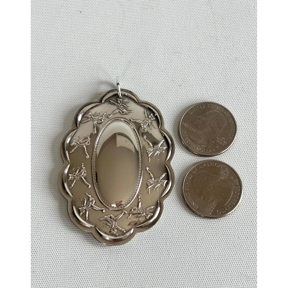 Towle Sterling Silver 1980 Christmas Medallion Ten Lords A Leaping Ornament Box